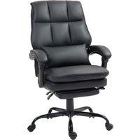 HOMCOM Faux Leather Reclining Office Chair, with Footrest - Black