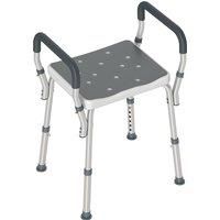 HOMCOM Portable Shower Stool, Non-Slip Shower Chair with Adjustable Height, Rust-Free Aluminium Bath Chair for Elderly, Disabled, Grey