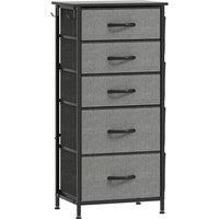HOMCOM Chest of Five Fabric Drawers - Charcoal Grey