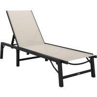 Outsunny Folding Sun Lounger, 5-Position Adjustable Garden Chaise Lounge Sunbed, Steel Frame Reclining Chair for Beach, Porch, Patio, Camping, Khaki