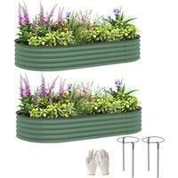 Outsunny Set of Two 181 x 93cm Steel Planters - Green