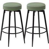 HOMCOM Set of Two Faux Leather Bar Stools - Green/Black