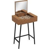 Dressing Table with Flip-Up Mirror 16 Small Compartments Natural Wood Effect