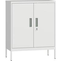 HOMCOM Metal Storage Cabinet with Lock and Adjustable Shelves - White
