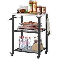 Outsunny 3-Shelf Outdoor Grill Cart, Pizza Oven Table with Stainless Steel Top