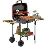 Outsunny Charcoal Barbecue Grill Portable BBQ with Lockable Lid, Vent, Red