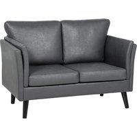 HOMCOM Two-Seater Leathaire Sofa - Grey