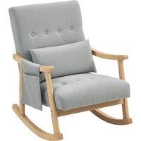 HOMCOM Wood Frame Rocking Accent Chair - Light Grey