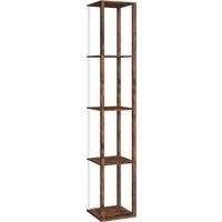 HOMCOM RGB LED Floor Lamp with Shelves, Modern Dimmable Standing Lamp with Remote Control, Adjustable Brightness & Speed for Living Room, Bedroom, Office, Rustic Brown