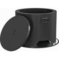 Outsunny Outdoor Round Fire Pit with Lid and Fire Poker - Black