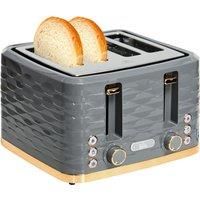 HOMCOM 4 Slice Toaster with 7 Browning Levels, High Lift, Reheat/Defrost/Cancel, Self-centring Function, Removable Crumb Tray, Auto Off, 1600W, Grey Water Ripple Texture