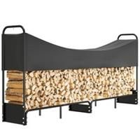Outsunny 8.5ft Firewood Rack, Log Storage Holder with Waterproof Cover