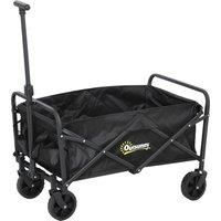 Outsunny 62L Festival Trolley on Wheels, Garden Folding Trolley Cart, 120kg Heavy Duty Collapsible Folding Wagon with Adjustable Handle and Carrying Bag for Beach, Camping, Festival, Black