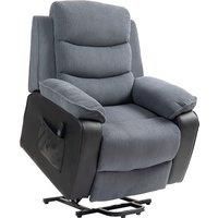 HOMCOM Power Lift Recliner Chair for Elderly, Patchwork Design Oversized Electric Riser and Recliner Armchair for Living Room with Remote Control and 2 Side Pockets, Dark Grey