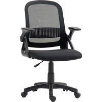 HOMCOM Breathable Mesh Office Chair, Ergonomic Swivel Computer Chair with Flip-up Armrests, Lumbar Back Support for Home/Office, Black
