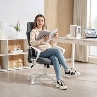 HOMCOM Executive Office Chair, Fabric Computer Desk Chair with High Back, Swivel Wheels, Armrest, Height Adjustable for Home, Grey