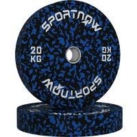 SPORTNOW Olympic Weight Plates Set, Solid Rubber Bumper Plates Weights Discs with 2"/5cm Holes, for Home Gym Weight Lifting Strength Training, 2 x 20kg