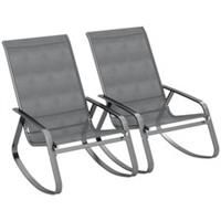 Outsunny 2PCS Garden Rocking Chairs with Armrests, High Back, Grey