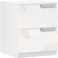 HOMCOM Set of Two High Gloss Bedside Tables - White