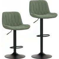HOMCOM Set of Two Linen-Look Bar Stools - Green