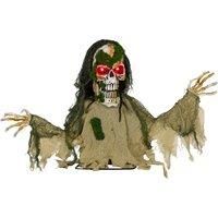 Outsunny Halloween Animated Skeleton with Glowing LED Eyes, Half-Body Scary Halloween Decorations, Battery Operated, Indoor Party Props