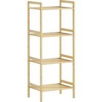 HOMCOM Four-Tier Bamboo Adjustable Shelf Storage Unit