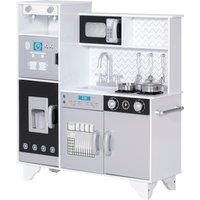 AIYAPLAY Kids Play Kitchen with Sound, Ice/Coffee Maker, Utensils, Microwave, Stainless Steel Utensils, for 3-6 Years