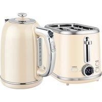 HOMCOM Polished Retro 40-100C Kettle and Toaster Set - Cream