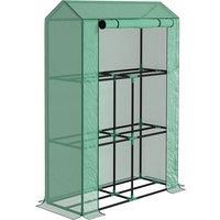 Outsunny 40 x 100cm Three Shelf Steel Frame Greenhouse - Green