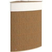 HOMCOM Bamboo Laundry Basket with Lid, 55L Corner Laundry Hamper with Removable Washable Liner Bag, Bathroom Triangle Washing Basket, 35 x 35 x 60 cm, Brown