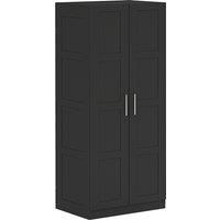 HOMCOM Double Paneled Door Wardrobe, with Shelves - Black