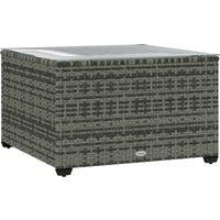 Outsunny 62 x 62cm Glass-Top Rattan Side Table - Light Grey