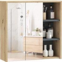 HOMCOM Five-Shelf Mirrored Bathroom Cabinet - Wood-Effect