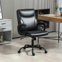 HOMCOM Executive Office Chair, Faux Leather Desk Chair with Height Adjustable, Swivel Wheels and Tilt Function, Computer Chair for Home Office and Study Room, Black