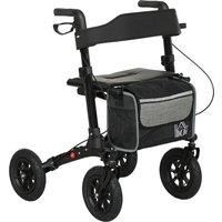 HOMCOM Folding Rollator Walker with Padded Seat, Backrest, Lightweight Walking Frame with Storage Bag, Dual Brakes, All-terrain Wheels, Adjustable Handle Height, 4 Wheeled Walker for Seniors, Black