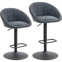 HOMCOM Set of Two Relaxed Tub Bar Stools - Dark Grey
