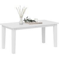 Outdoor Coffee Table, HDPE Rectangle Garden Table with Slatted Tabletop, White