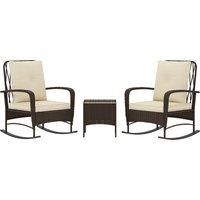 Rocking Rattan Bistro Set Small Garden Furniture with Cushions