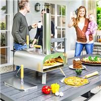 Outsunny Outdoor Pizza Oven, Portable Wood Pellet Pizza Oven with Pizza Stone and Peel, Foldable Legs, Chimney Aosom UK