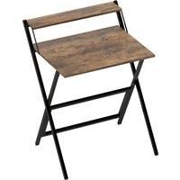 HOMCOM 70 cm Folding Computer Desk with Monitor Shelf - Rustic Brown