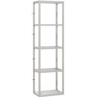 HOMCOM LED Floor Lamp with Glass Shelves, 4 Layers Dimmable Tall Standing Lamp, Modern Column Shelf Floor Light for Living Room, Bedroom, Office, Grey