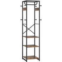 HOMCOM Multi-Storage Clothes Rack - Brown/Black