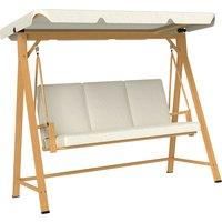 Outsunny Three-Seater Garden Swing Bench, with Adjustable Canopy - Beige