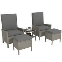 Outsunny 5 PCS Rattan Garden Furniture Set w/ Cushions, Dark Grey