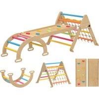 AIYAPLAY 8-in-1 Toddler Climbing Frame, Indoor Play Triangle Set with Slide, Arch and Triangle Ladder, Multicolour