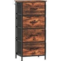 HOMCOM Chest of Four Fabric Drawers - Rustic Brown