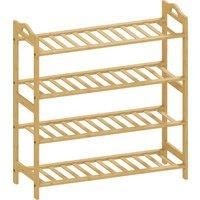 Freestanding Bamboo Shoe Rack, 4-Tier Shoe Shelf Stand, Natural Wood Finish
