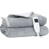 Electric Blanket with 5 Heating Levels and 10 Hour Timer, Heated Throw, Grey