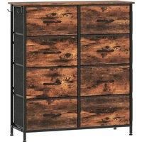 HOMCOM Chest of Eight Fabric Drawers - Rustic Brown