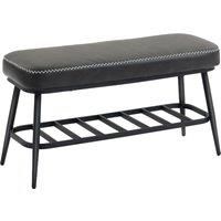 HOMCOM PU Leather Shoe Storage Bench - Charcoal Grey